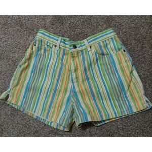 VTG Y2K Canyon River Blues Striped High Waisted Jean Shorts 11 Denim Mom Hippie